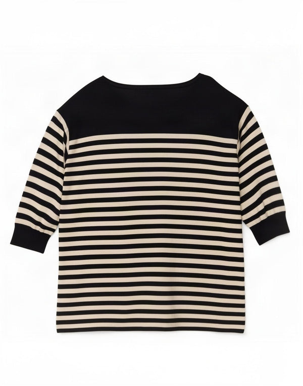 Marks & Spencer Womens Portfolio Top 3/4 Sleeve UK 18 XL Navy Blue Striped