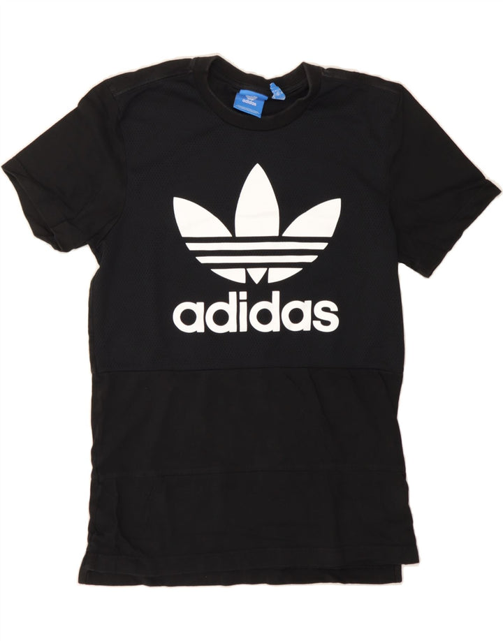 ADIDAS Mens Graphic T-Shirt Top Small Black Cotton Vintage Adidas and Second-Hand Adidas from Messina Hembry 