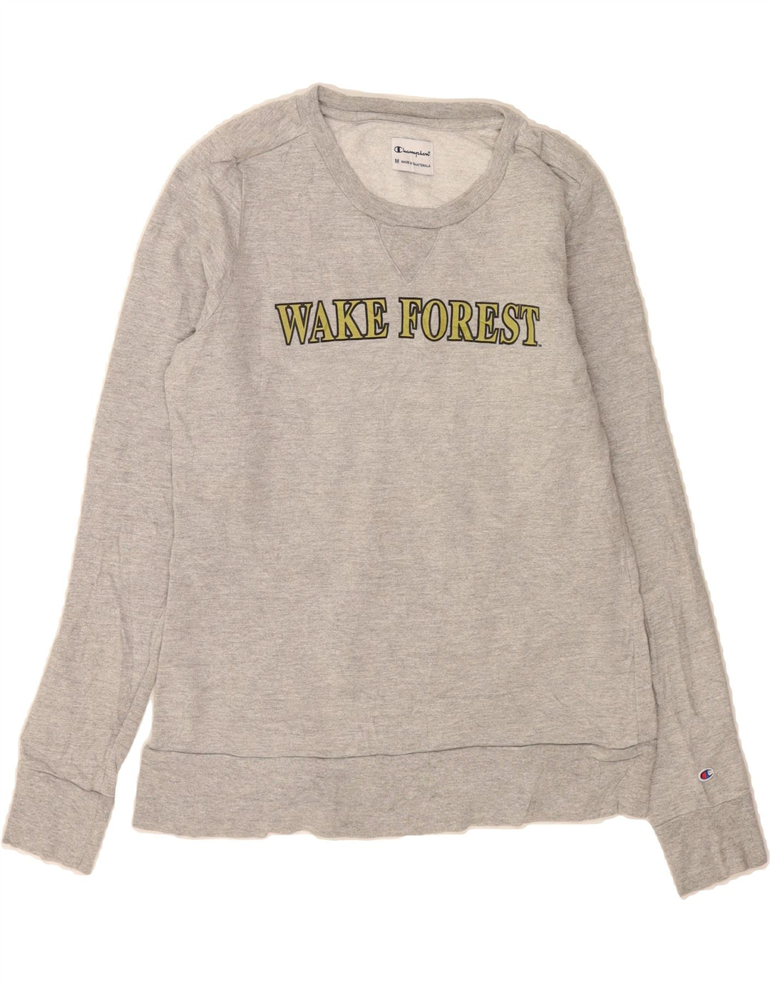 CHAMPION Womens Wake Forest Graphic Sweatshirt Jumper UK 12 Medium Grey Vintage Champion and Second-Hand Champion from Messina Hembry 