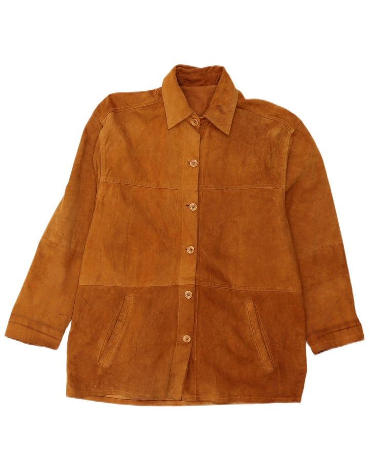 Vintage Womens Suede Jacket UK 16 Large Brown