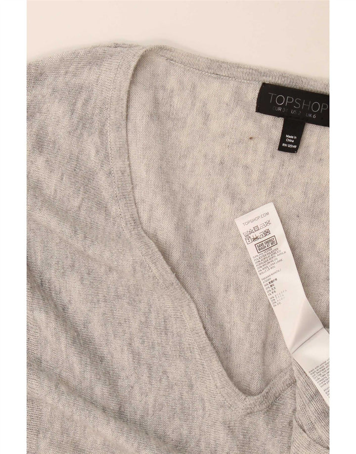 Topshop Womens Oversized Top Long Sleeve UK 6 XS Grey Flecked Polyester