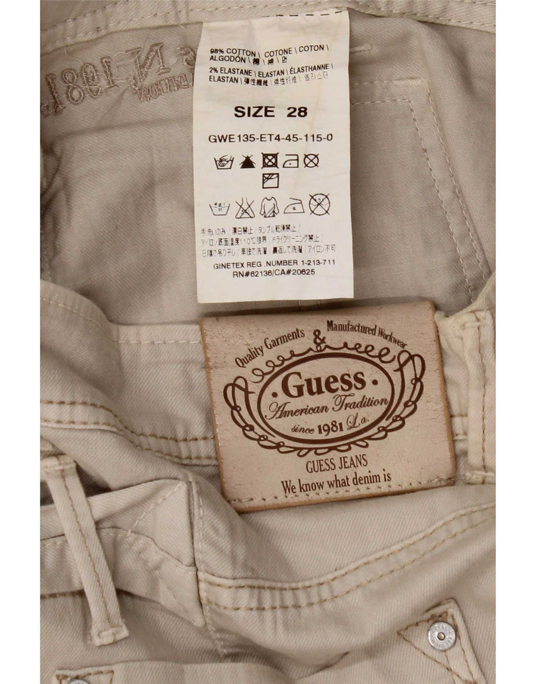 Guess Womens Denim Cargo Skirt W28 Medium Beige Cotton