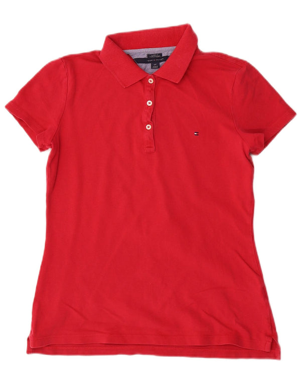 Tommy Hilfiger Womens Classic Fit Polo Shirt UK 10 Small Red Cotton