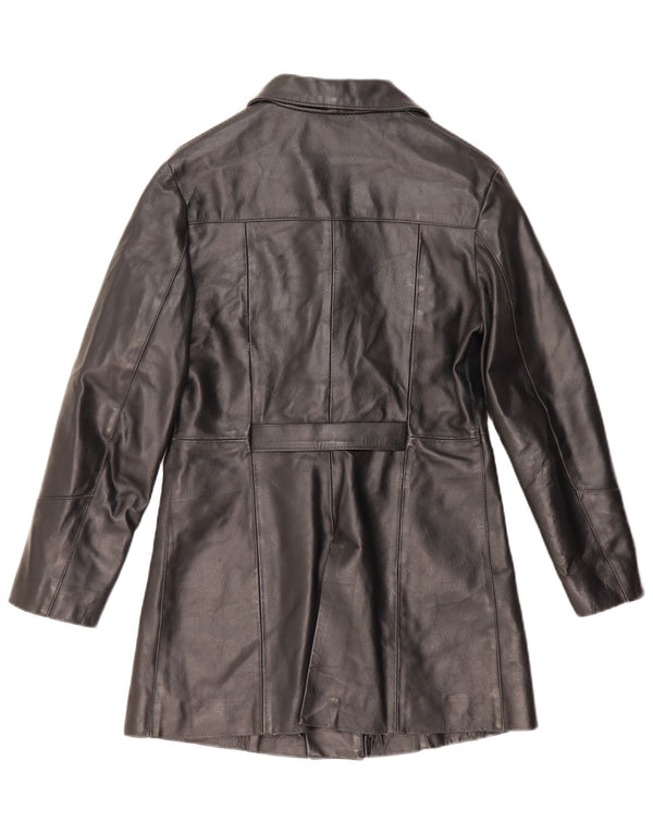 Lavorazione Artigiana Womens Leather Coat UK 12 Medium Black Leather