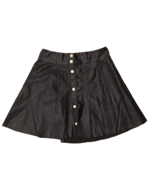 Zara Womens Faux Leather Mini Skirt Small W26  Black Polyester