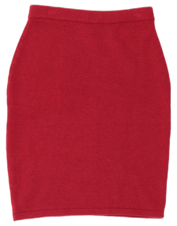 GYMNASIUM Womens Knit Pencil Skirt Medium W26  Red Lambswool