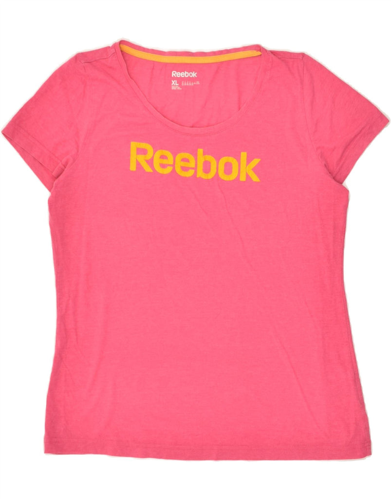 REEBOK Womens Graphic T-Shirt Top UK 18 XL Pink Cotton | Vintage Reebok | Thrift | Second-Hand Reebok | Used Clothing | Messina Hembry 