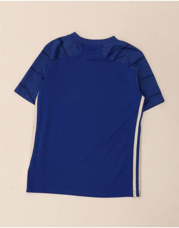 Adidas Boys Aeroready T-Shirt Top 9-10 Years Blue Striped Polyester