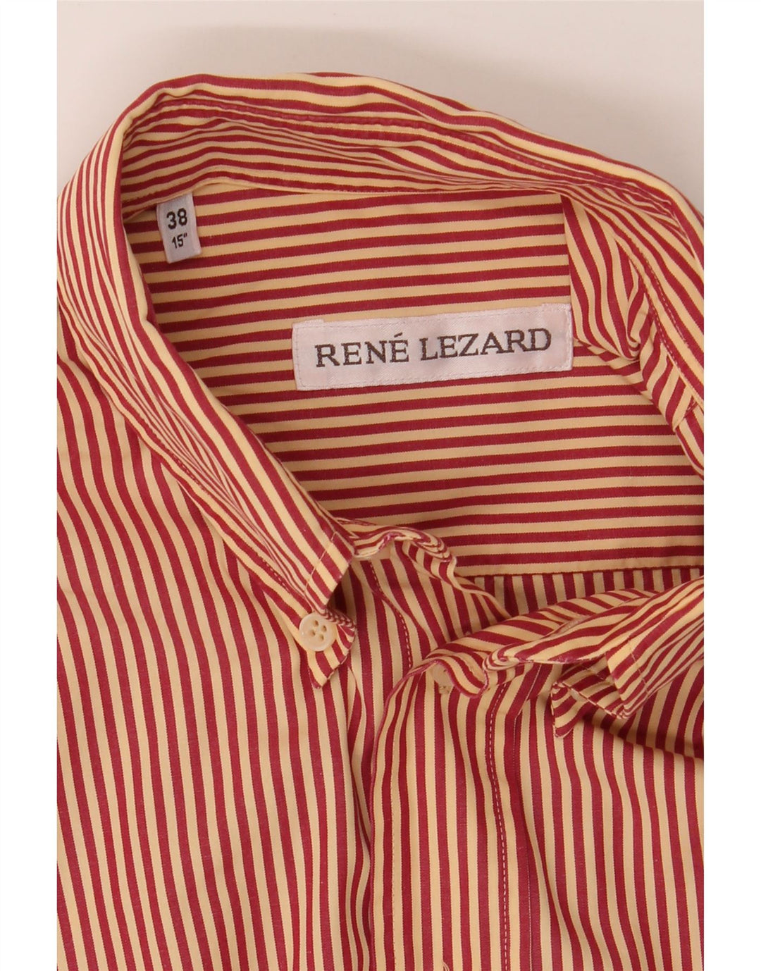 RENE LEZARD Mens Shirt Size 38 15 Medium Red Striped Vintage Rene Lezard and Second-Hand Rene Lezard from Messina Hembry 