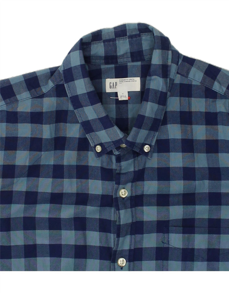 GAP Mens Short Sleeve Shirt XL Navy Blue Gingham Cotton | Vintage Gap | Thrift | Second-Hand Gap | Used Clothing | Messina Hembry 