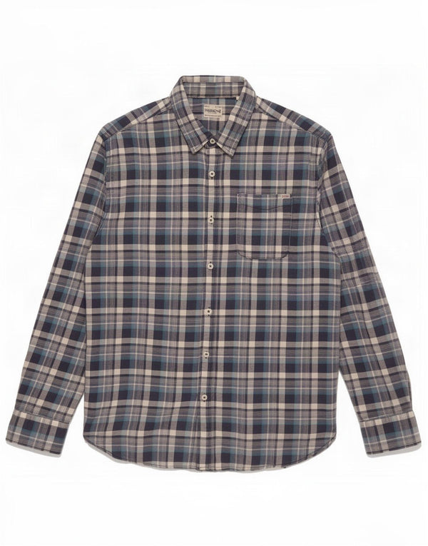 Jack & Jones Mens Flannel Shirt 2XL Navy Blue Check Cotton