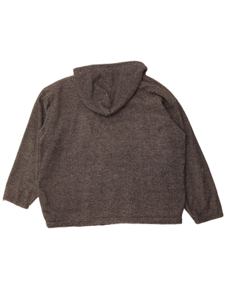 CHAMPION Mens Hooded Fleece Jacket UK 42 XL Grey Pinstripe Polyester