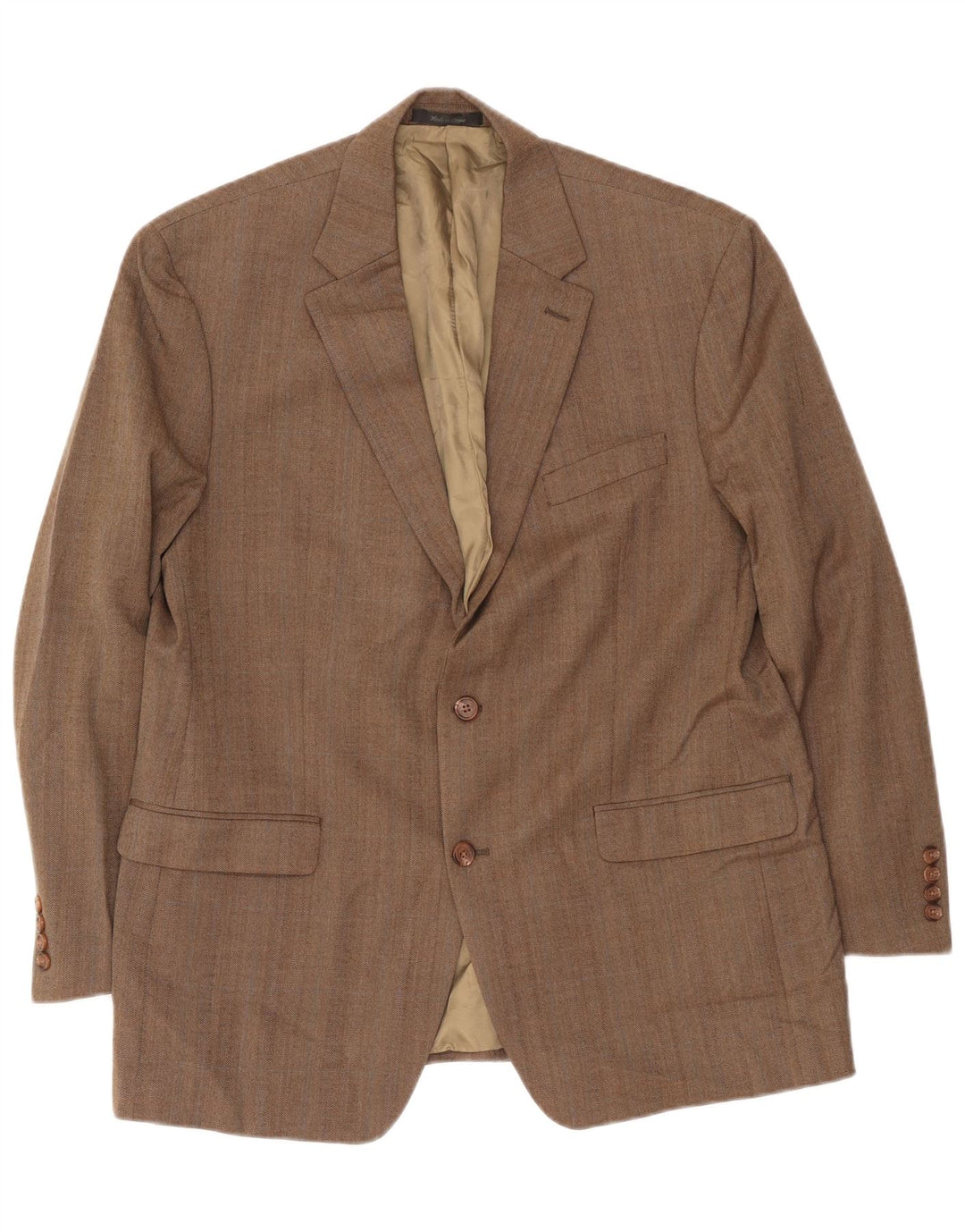 Ralph Lauren Mens 2 Button Blazer Jacket UK 43 Large Beige Herringbone Wool