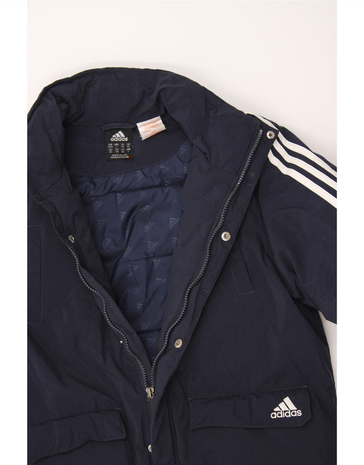 ADIDAS Boys Padded Jacket 13-14 Years Navy Blue Polyester Vintage Adidas and Second-Hand Adidas from Messina Hembry 