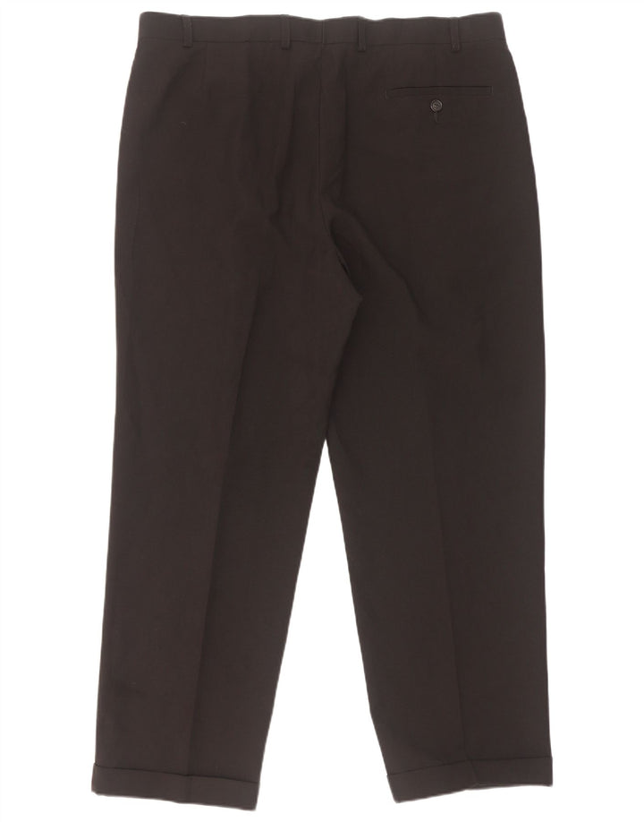 Marks & Spencer Mens Pegged Suit Trousers W38 L29 Black Polyester