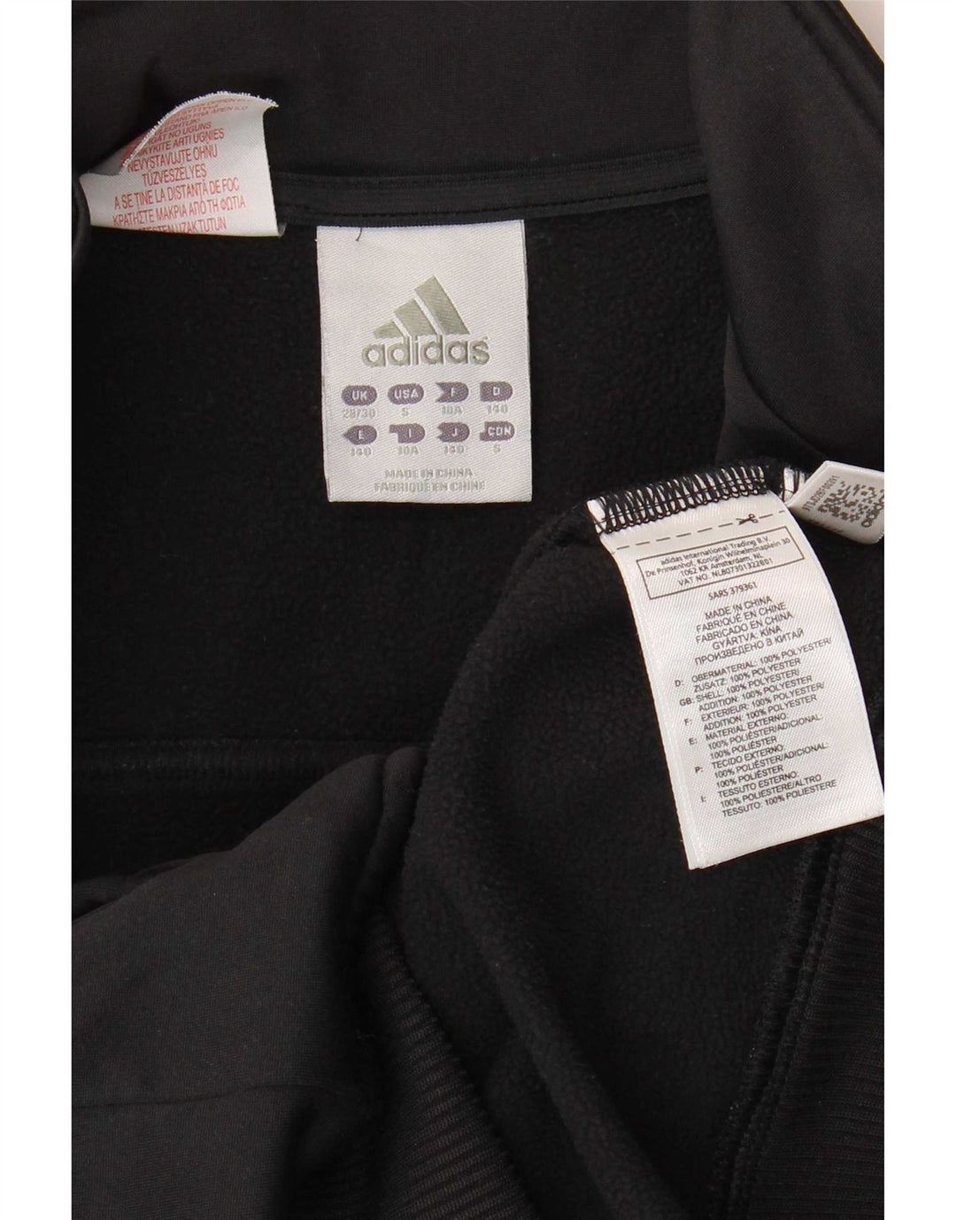 Adidas Boys Tracksuit Top Jacket 9-10 Years Black Polyester