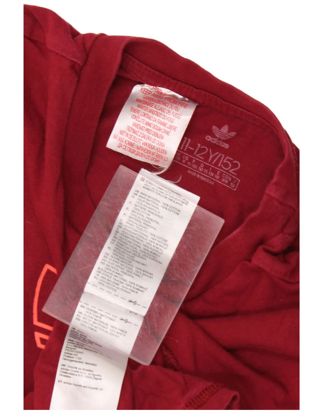 ADIDAS Boys Graphic T-Shirt Top 11-12 Years Maroon Cotton