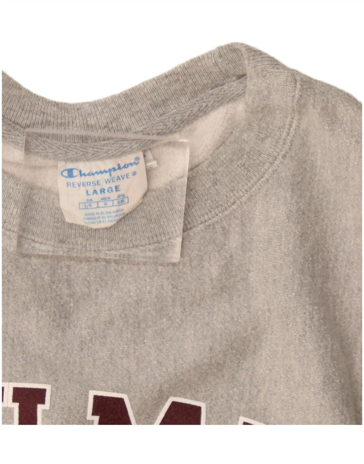 Champion Mens Graphic Sweatshirt Jumper Large Grey Cotton