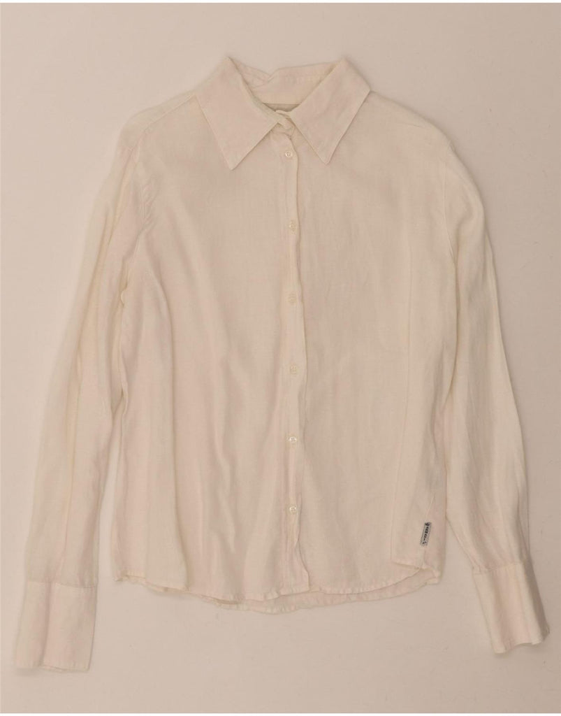 ARMANI JEANS Womens Shirt US 8 Medium White Vintage Armani Jeans and Second-Hand Armani Jeans from Messina Hembry 
