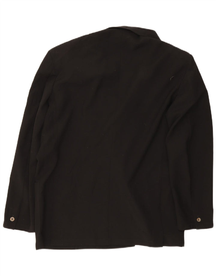 Pal Zileri Mens Double Breasted Blazer Jacket IT 52 XL Black Virgin Wool