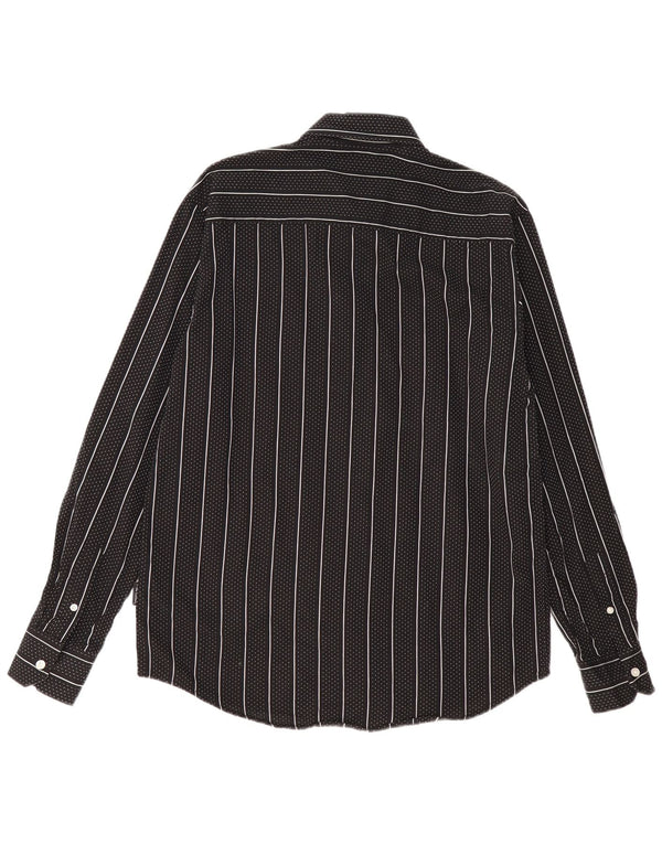 Pierre Cardin Mens Regular Fit Shirt Medium Black Striped Cotton