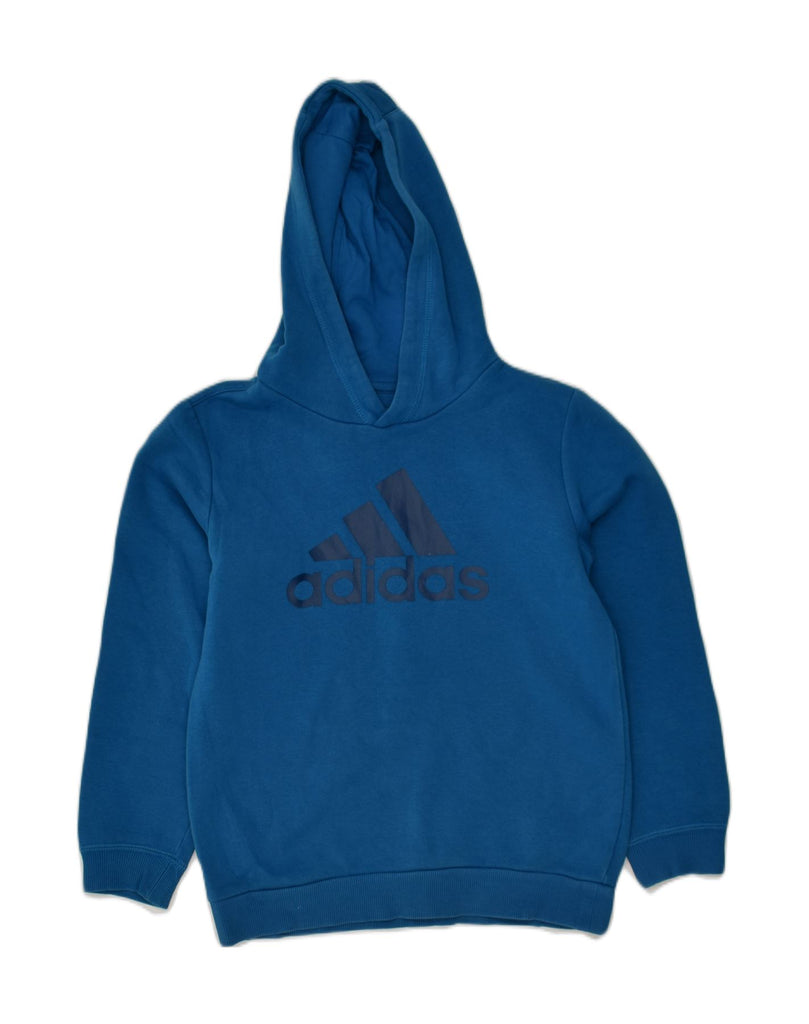 ADIDAS Boys Graphic Hoodie Jumper 9-10 Years Blue Cotton | Vintage Adidas | Thrift | Second-Hand Adidas | Used Clothing | Messina Hembry 