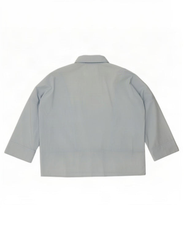 Benetton Womens 3/4 Sleeve Oversized Pullover Shirt UK 10 Small Blue Cotton