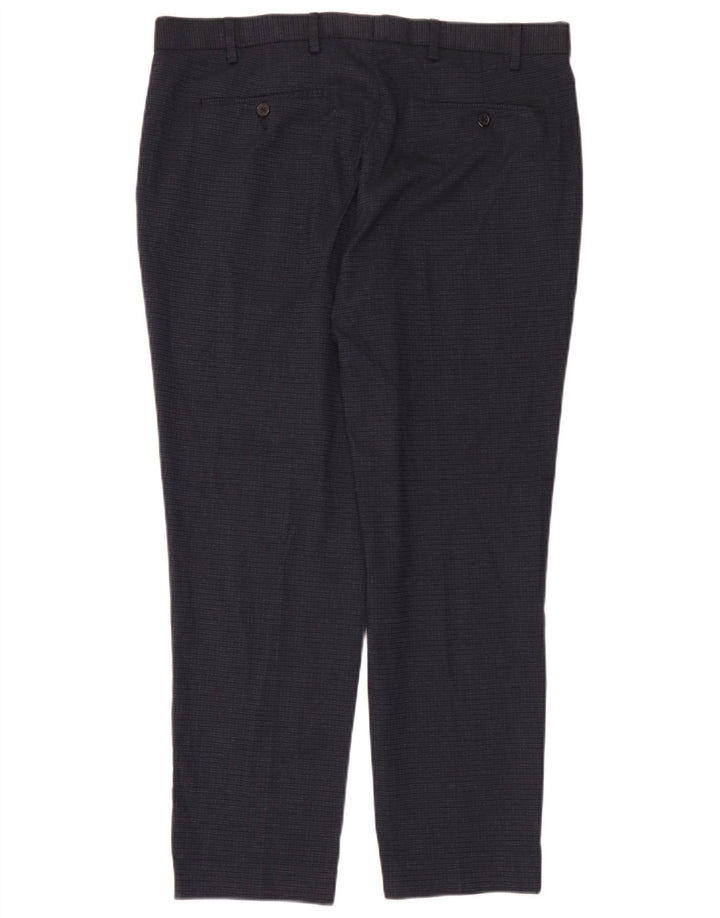Marks & Spencer Mens Straight Casual Trousers W38 L29 Navy Blue Polyester