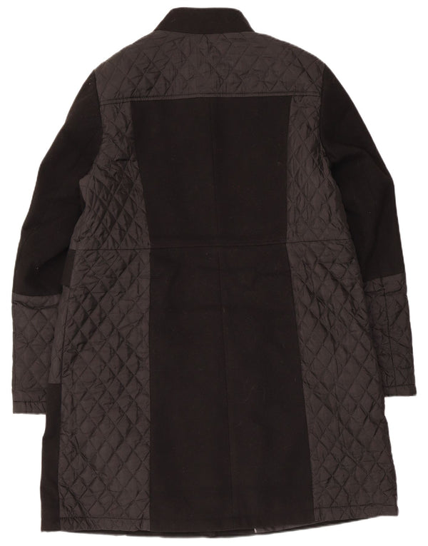 Marks & Spencer Womens Quilted Overcoat UK 16 Large Black Polyester