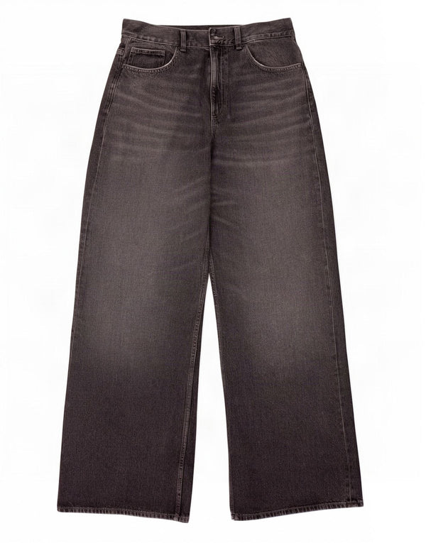 Zara Womens High Waist Wide Leg Jeans EU 44 XL W34 L35 Grey Cotton