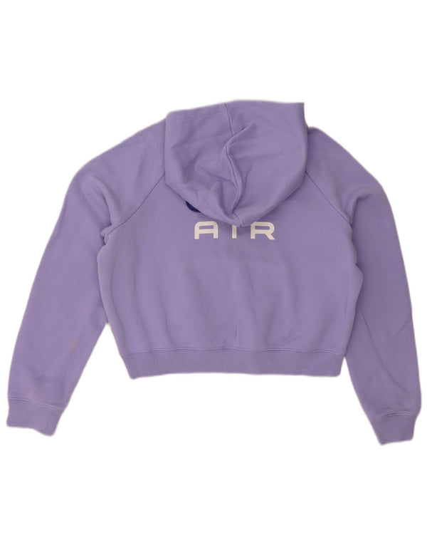 Nike Girls Crop Graphic Hoodie Jumper 13-14 Years XL Purple Cotton