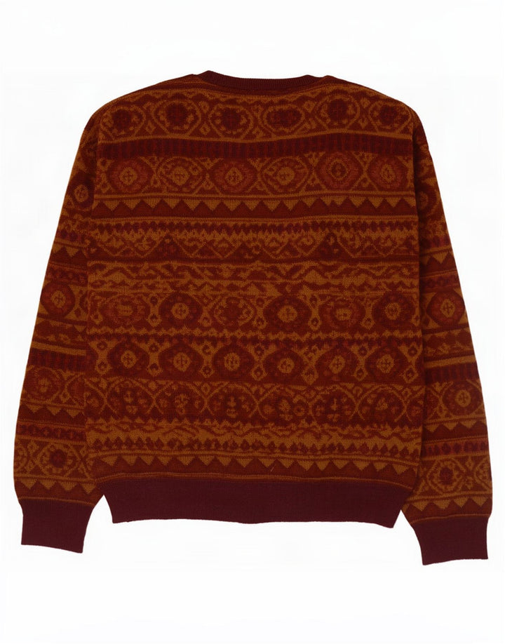 De Pietri Mens Cardigan Sweater XL Brown Geometric
