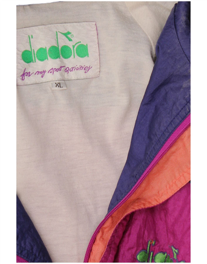 DIADORA Mens Italia Loose Fit Tracksuit Top Jacket XL Pink Colourblock