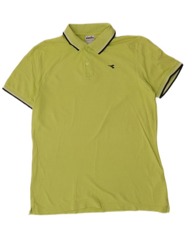Diadora Mens Polo Shirt XL Green Striped Cotton