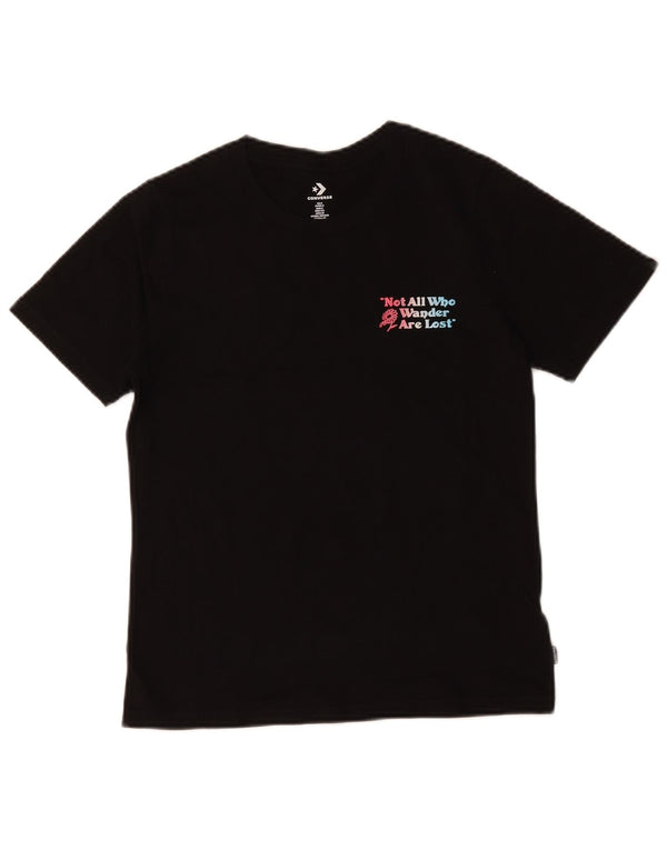 Converse Womens Graphic T-Shirt Top UK 10 Small Black Cotton