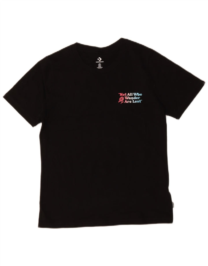 Converse Womens Graphic T-Shirt Top UK 10 Small Black Cotton