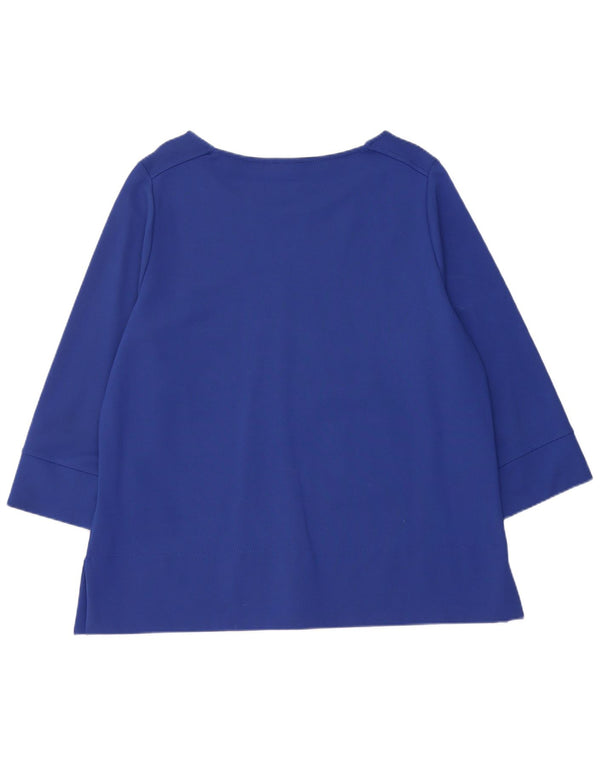 Jaeger Womens Top 3/4 Sleeve UK 18 XL Blue Viscose