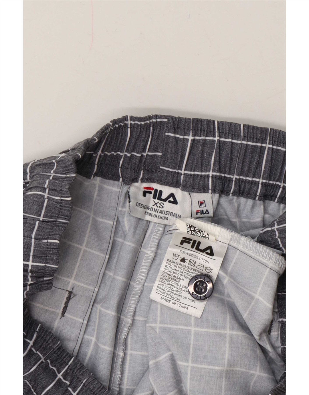 Fila Mens Sport Shorts XS Grey Check Polyester