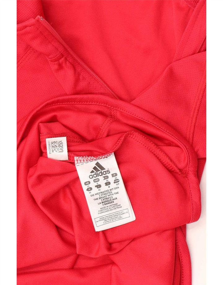 Adidas Womens Zip Neck Pullover Tracksuit Top UK 10 Small Pink Polyester