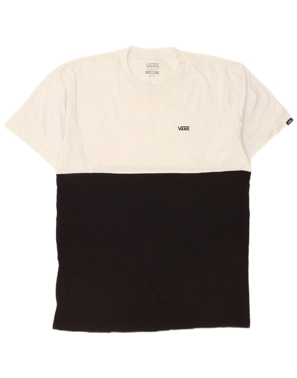 Vans Mens Classic Fit T-Shirt Top Large White Colourblock Cotton