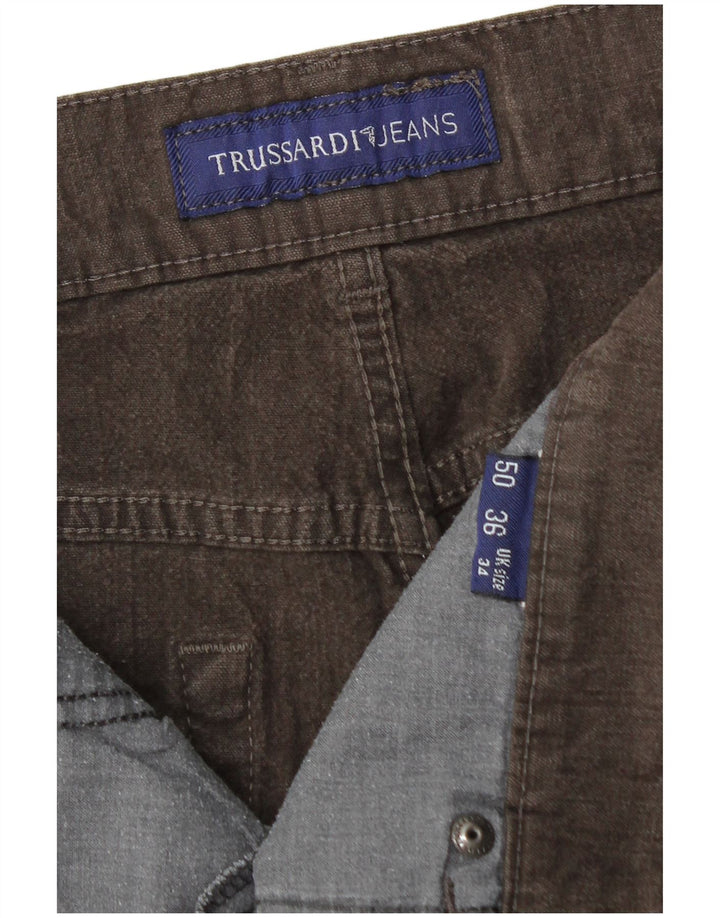 TRUSSARDI Mens Straight Casual Trousers IT 50 Large W34 L29 Brown