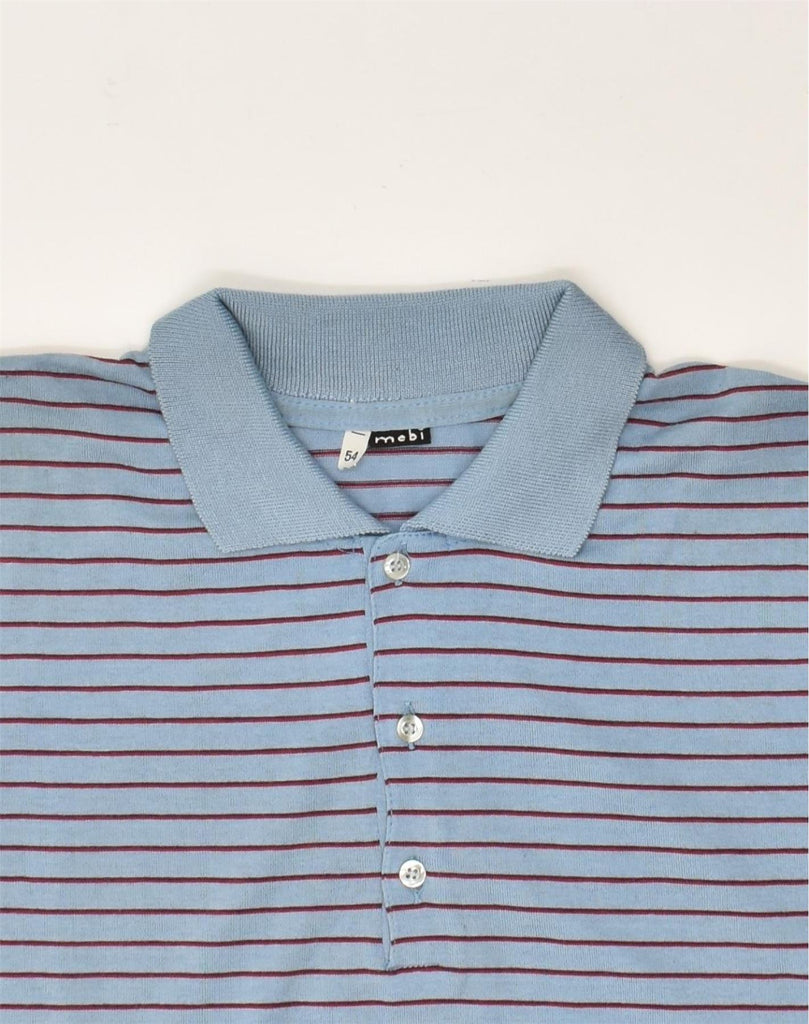 VINTAGE Mens Polo Shirt IT 54 XL Blue Striped Cotton | Vintage Vintage | Thrift | Second-Hand Vintage | Used Clothing | Messina Hembry 