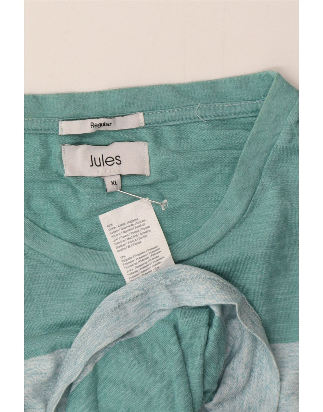 Jules Mens Regular Fit T-Shirt Top XL Multicoloured Striped Cotton