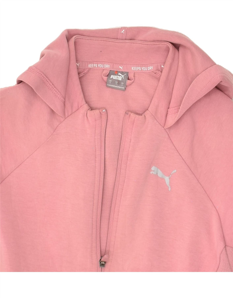 PUMA Womens Zip Hoodie Sweater UK 10 Small Pink Polyester Vintage Puma and Second-Hand Puma from Messina Hembry 