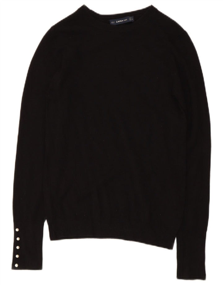 Zara Womens Boat Neck Jumper Sweater UK 8 Small Black