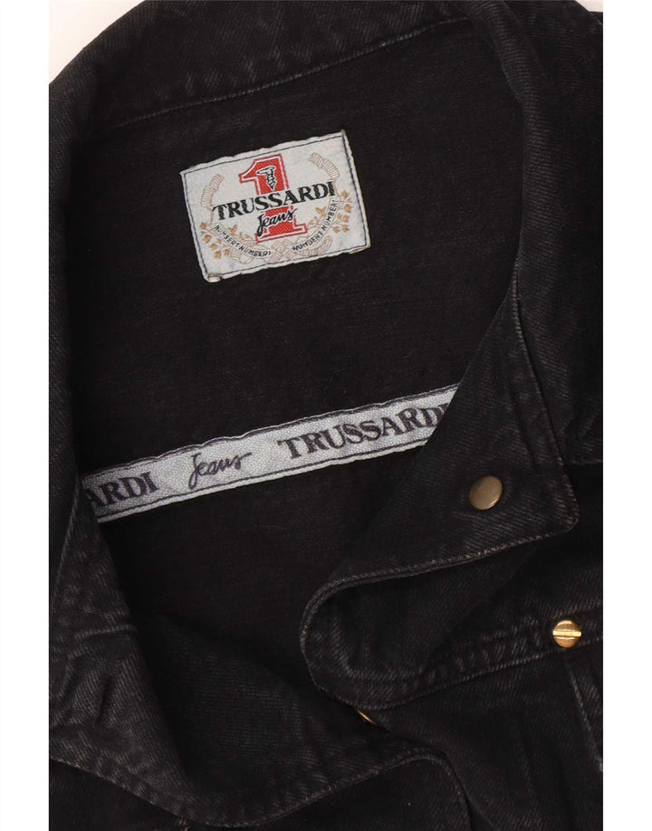 Trussardi Womens Crop Denim Jacket UK 12 Medium Black