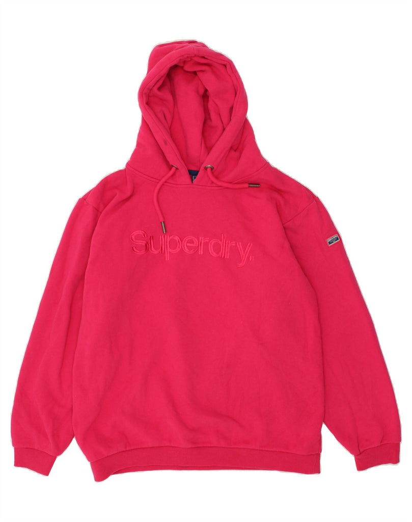 SUPERDRY Womens Oversized Hoodie Jumper UK 14 Medium Pink Cotton Vintage Superdry and Second-Hand Superdry from Messina Hembry 