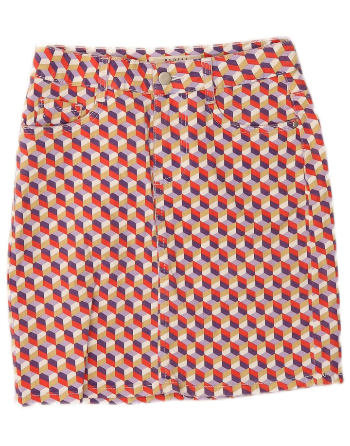 Redial Womens Denim Skirt EU 34 XS W26  Multicoloured Geometric Cotton
