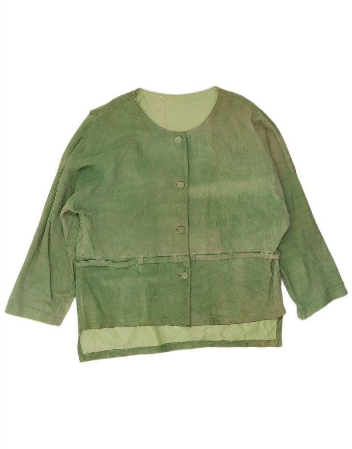 Vintage Womens Suede Jacket UK 20 2XL Green
