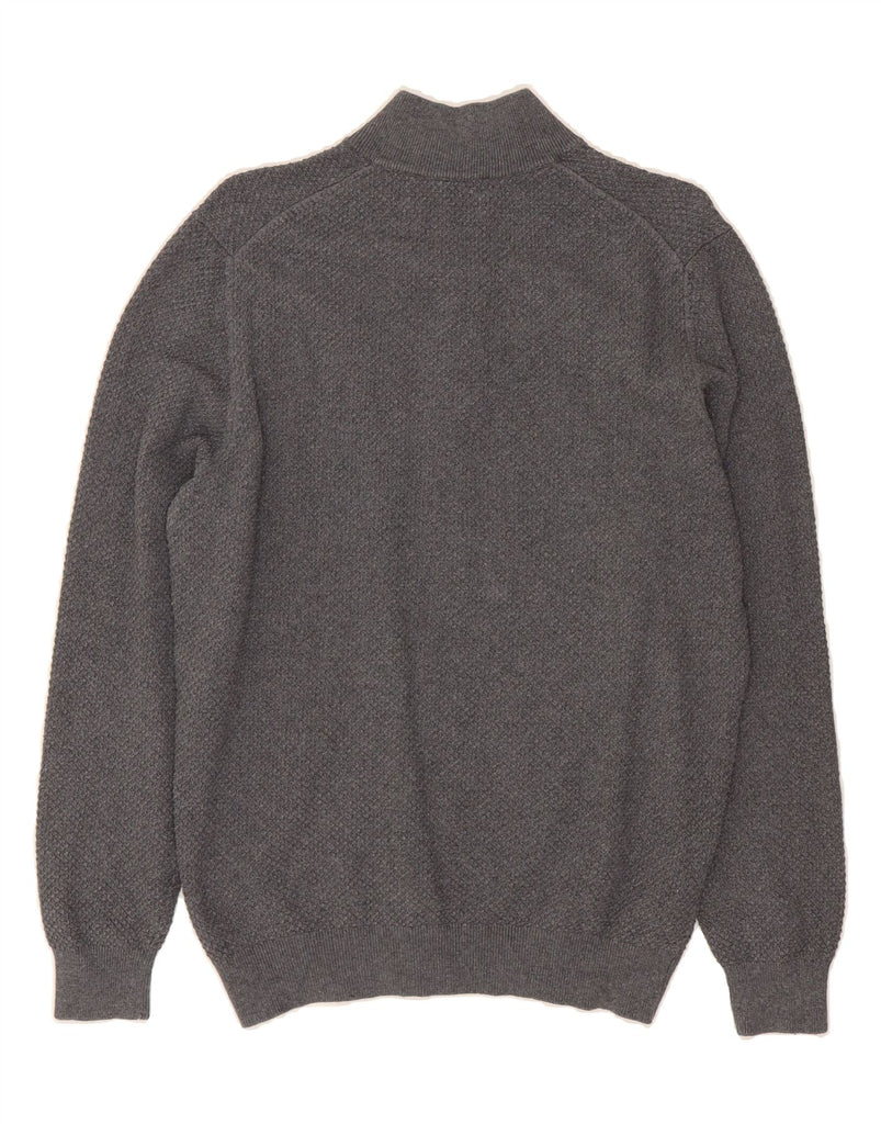 MASSIMO DUTTI Mens Zip Neck Jumper Sweater Large Grey Cotton Vintage Massimo Dutti and Second-Hand Massimo Dutti from Messina Hembry 